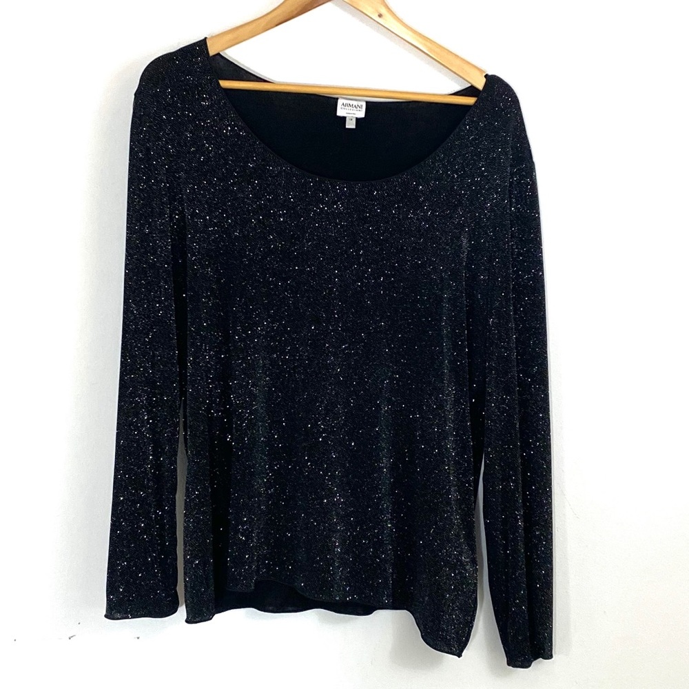 Armani Collezioni Black Sparkle Blouse 16 EUC